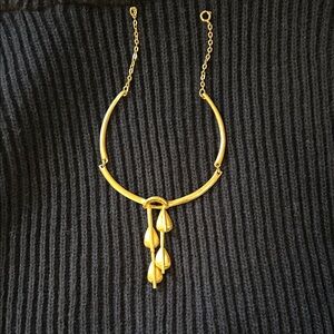 Gold Teardrop Pendant Choker Necklace - Women Jewelry. ANTIQUE